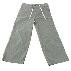 Vuori Ripstop Wide Leg Pants Sage Green Olive Drawstring Crop Womens Size L